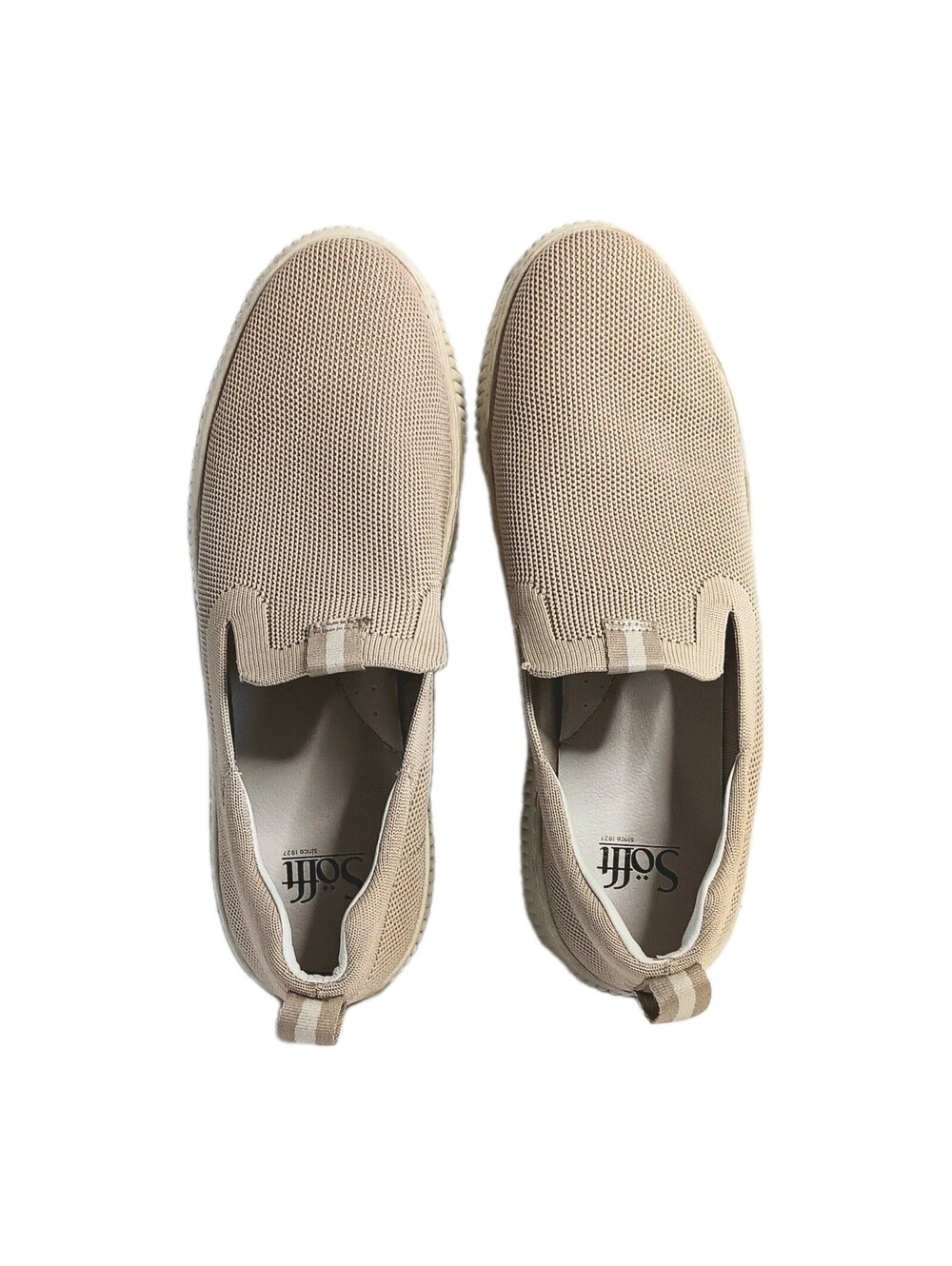 Sofft Frayda Sneakers 9.5 M Beige Mesh Leather Slip On Comfort Walk Casual EUC